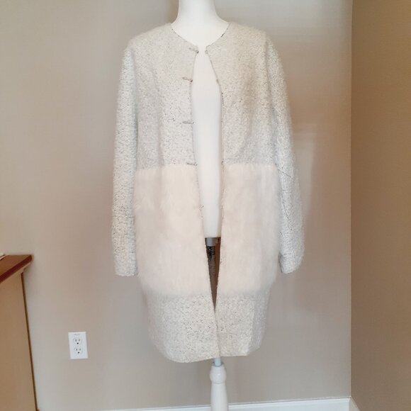 Elie Tahari Mixed Media Coat Jacket - Picture 3 of 15